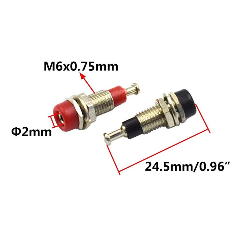 bnafes 2mm Female Extended Bind Post Alloy Socket Plug Panel Terminal Banana Jack Connector Black and Red 10 Pcs - Image 3